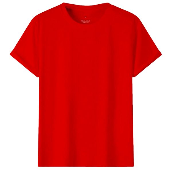 Adult 100% Cotton T-Shirt Unisex Men’s Basic Plain Blank Crew Tee Tops Shirts, Red – S