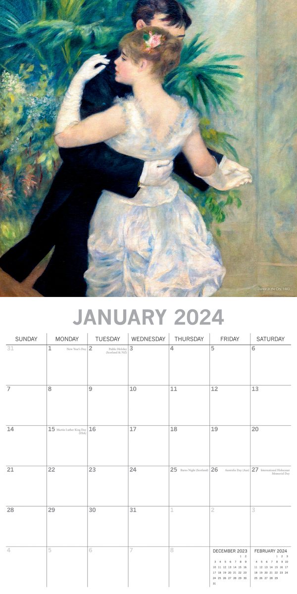 Renoir – 2024 Square Wall Calendar 16 Month Arts Planner Christmas New Year Gift