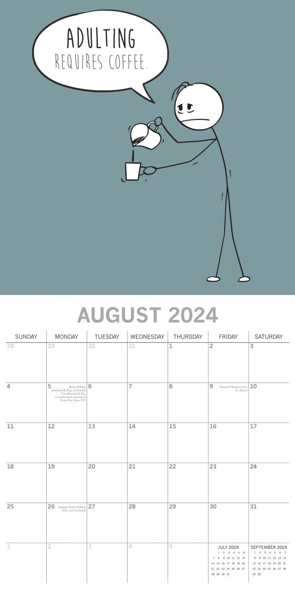 The Scary Reality of Adulting – 2024 Square Wall Calendar 16 Months Planner Gift