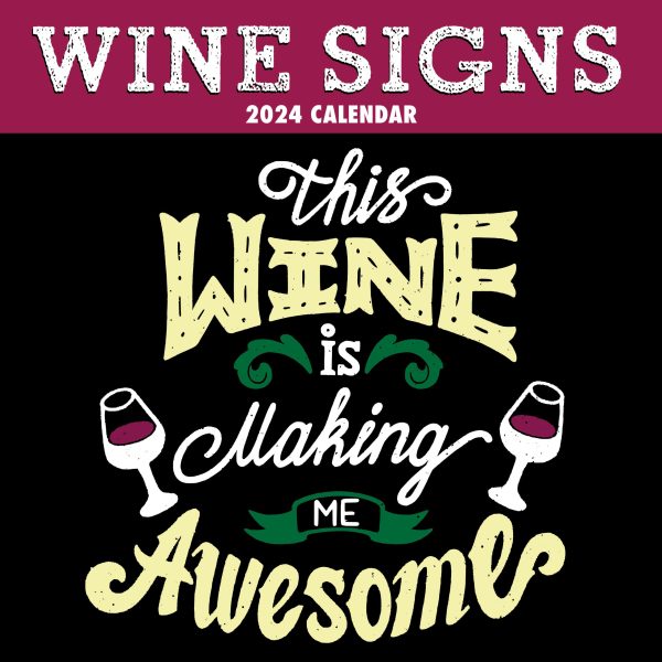 Wine Signs – 2024 Square Wall Calendar 16 Months Planner Christmas New Year Gift