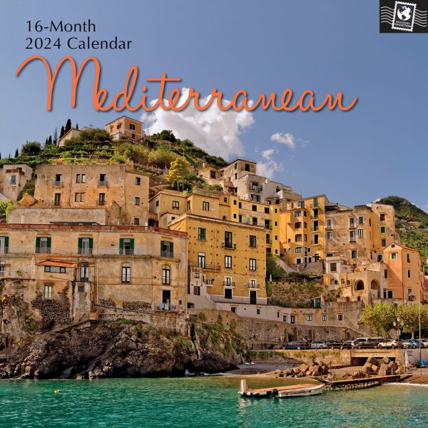 Mediterranean 2024 Square Wall Calendar 16 Month Planner Christmas New Year Gift