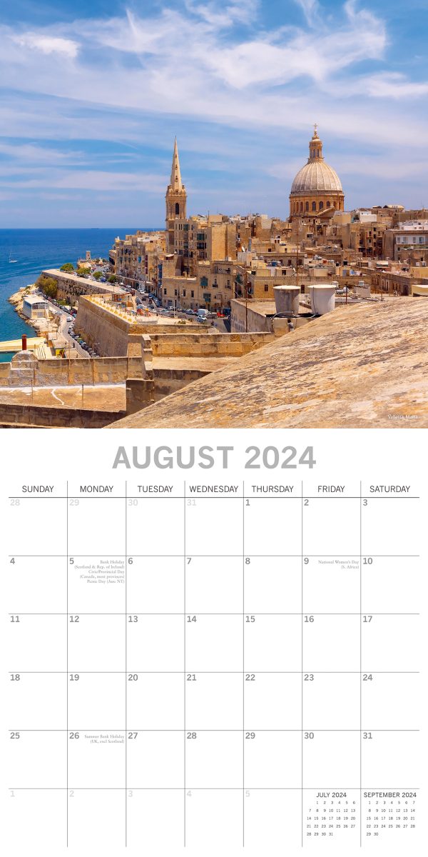 Mediterranean 2024 Square Wall Calendar 16 Month Planner Christmas New Year Gift