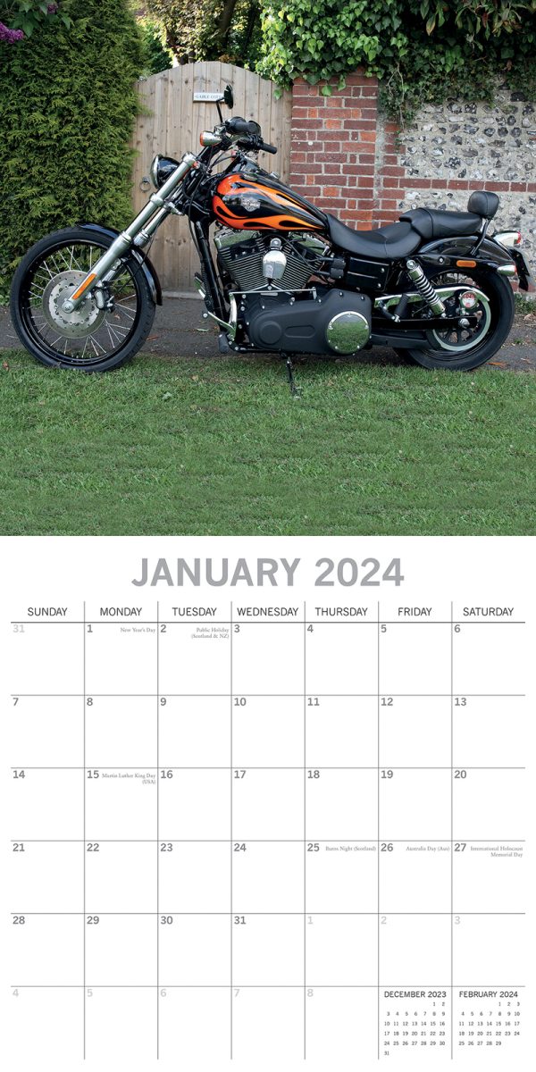 Harleys – 2024 Square Wall Calendar 16 Months Premium Planner Xmas New Year Gift