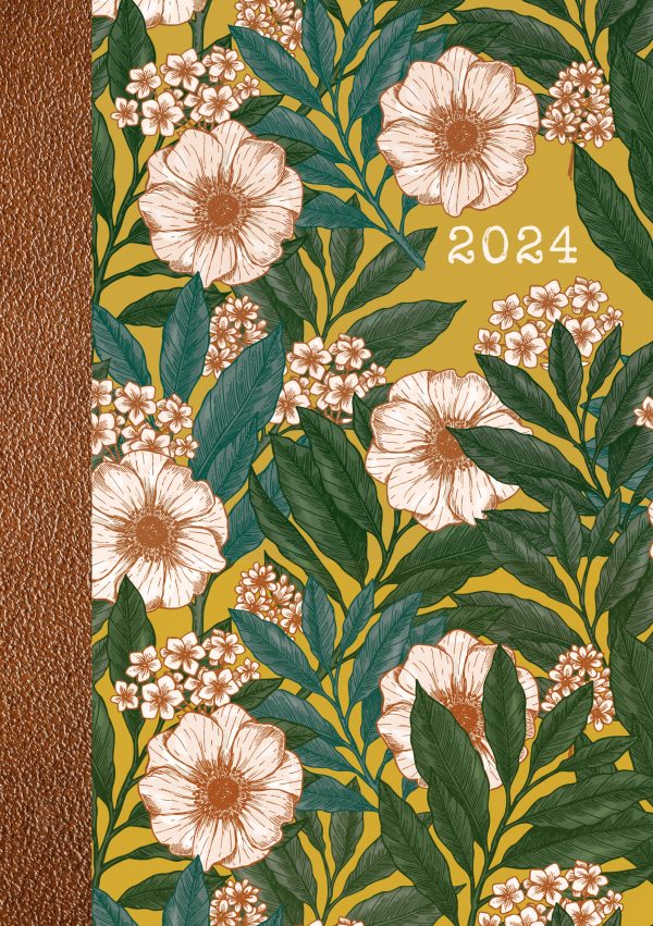 Vintage Flora – 2024 A5 Padded Cover Diary Premium Planner Book New Year Gift