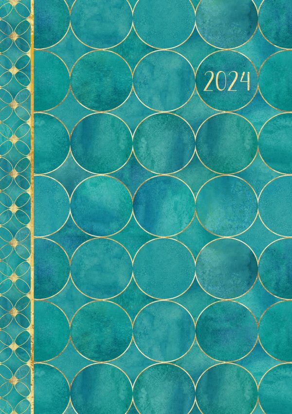 Turquoise – 2024 A5 Padded Cover Diary Premium Planner Book Xmas New Year Gift