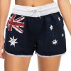 Ladies’ Women’s Board Shorts Australian Day Flag Gym Beach Aussie Swim Souvenir, Navy – 14