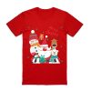 100% Cotton Christmas T-shirt Adult Unisex Tee Tops Funny Santa Party Custume, Santa Gathering (Red) – S