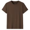 Adult 100% Cotton T-Shirt Unisex Men’s Basic Plain Blank Crew Tee Tops Shirts, Coffee – L