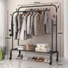 Double Clothes Rack Steel Garment Coat Hanger Stand Closet Shoes Storage Shelf