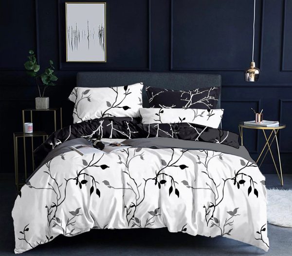 Tree Reversible Quilt/Doona/Duvet Cover Set – Black – DOUBLE