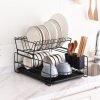 2 Tier Dish Drainer with Cutlery Holder Black