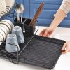 2 Tier Dish Drainer with Cutlery Holder Black