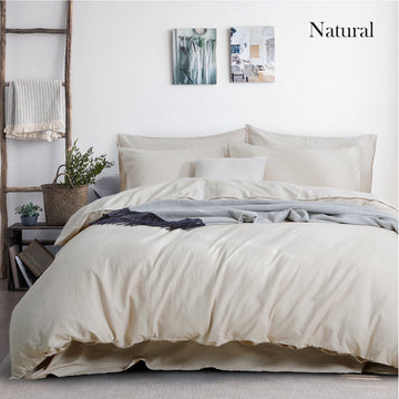 luxurious linen cotton quilt cover set king natural