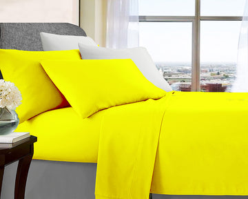 ultra soft microfibre sheet set single yellow