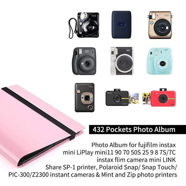 432 Pockets Photo Album for Fujifilm Instax Mini Camera, Polaroid Snap PIC-300 Z2300 Instant Camera, 2×3 Photo Album Book for Fujifilm Instax Mini 11 9 Evo 90 70 40 8 7 LiPlay Instant Camera (Blue)