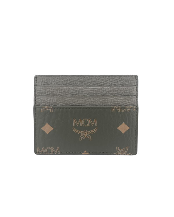 Signature Leather Money Clip Card Case with Monogrammed Design One Size Women