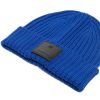 Authentic Givenchy Blue Wool Beanie Cap with Leather Logo Tag One Size Men