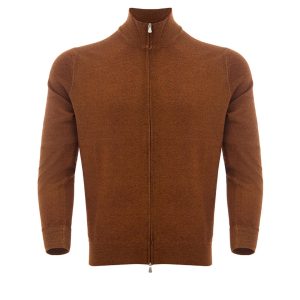 Gran Sasso Beige Cotton Full Zip Sweater 50 IT Men