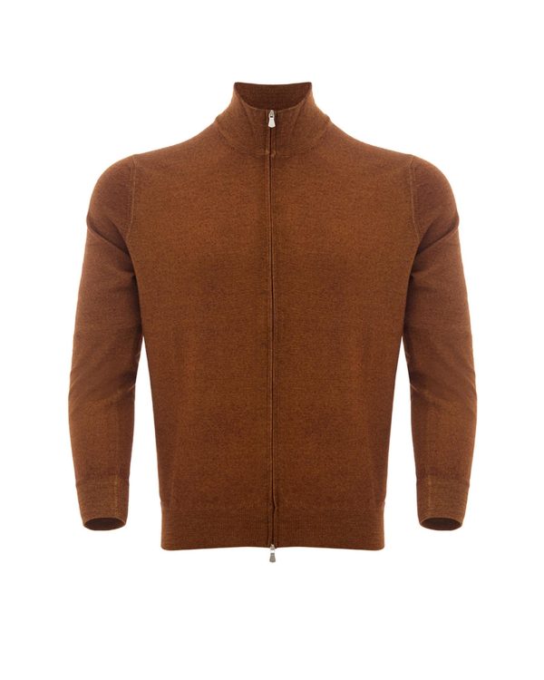 Gran Sasso Beige Cotton Full Zip Sweater 50 IT Men