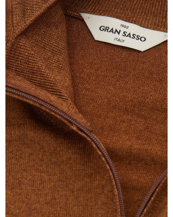 Gran Sasso Beige Cotton Full Zip Sweater 50 IT Men