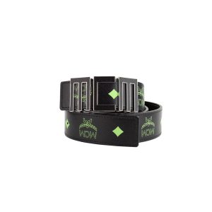 MCM Claus Mens Summer Green Visetos Logo Belt One Size Men