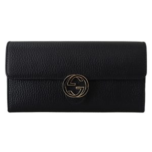 Gucci Wallet with Interlocking GG Snap in Grainy Leather One Size Women