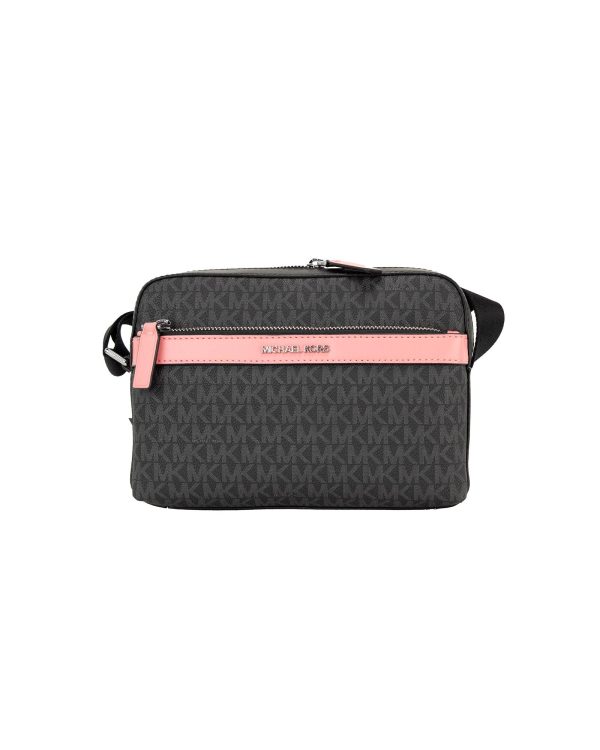 Michael Kors Cooper Small Utility Crossbody – Black Signature/Pink One Size Women