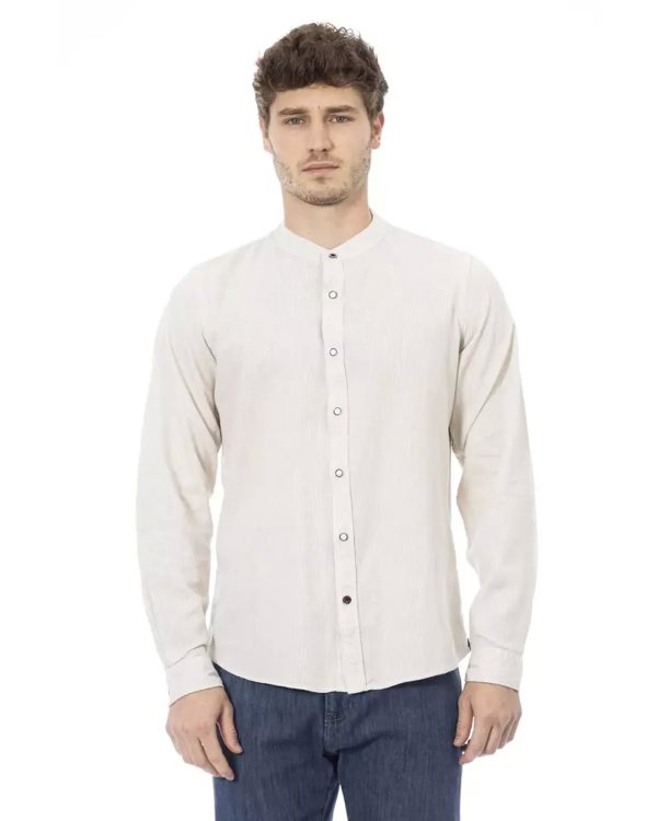 Mandarin Collar Regular Fit Shirt with Button Closure L Men