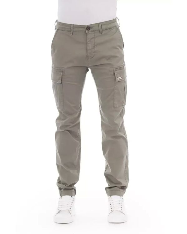 Solid Color Cargo Trousers with Front Zipper and Button Closure Men – W30 US