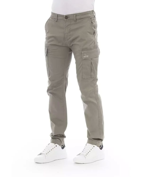 Solid Color Cargo Trousers with Front Zipper and Button Closure Men – W30 US