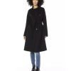 Woolen Trench Coat with Welt Pockets and Waist Belt S Women