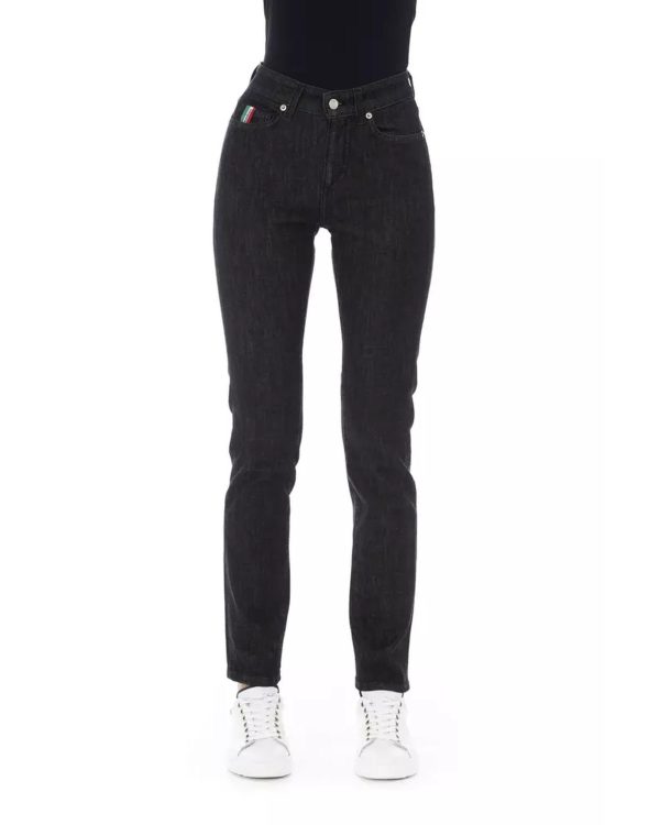 Regular Jeans with Logoed Button and Tricolor Insert. – W28 US