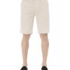 Solid Color Bermuda Shorts with Front Zipper and Button Closure. Men – W44 US