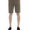 Solid Color Bermuda Shorts with Front Zipper and Button Closure Men – W46 US