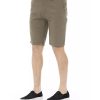 Solid Color Bermuda Shorts with Front Zipper and Button Closure Men – W46 US