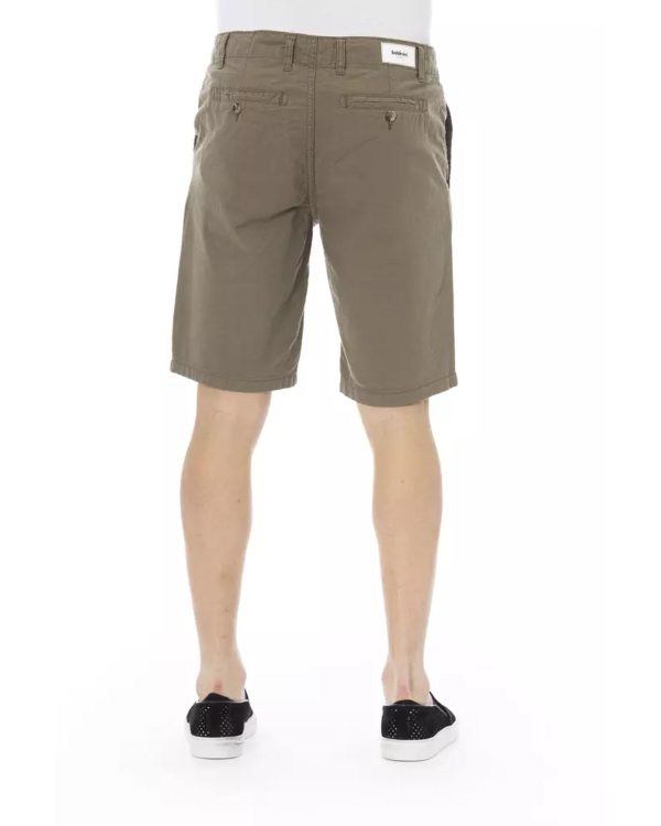 Solid Color Bermuda Shorts with Front Zipper and Button Closure Men – W46 US