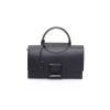 Black Leather Shoulder Bag with Flap Closure One Size Women