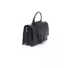 Black Leather Shoulder Bag with Flap Closure One Size Women