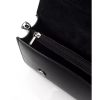 Black Leather Shoulder Bag with Flap Closure One Size Women