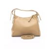 Golden Logo Shoulder Bag with Zip Closure and Internal Compartments One Size Women