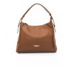 Golden Logo Shoulder Bag with Internal Compartments and Zip Closure One Size Women