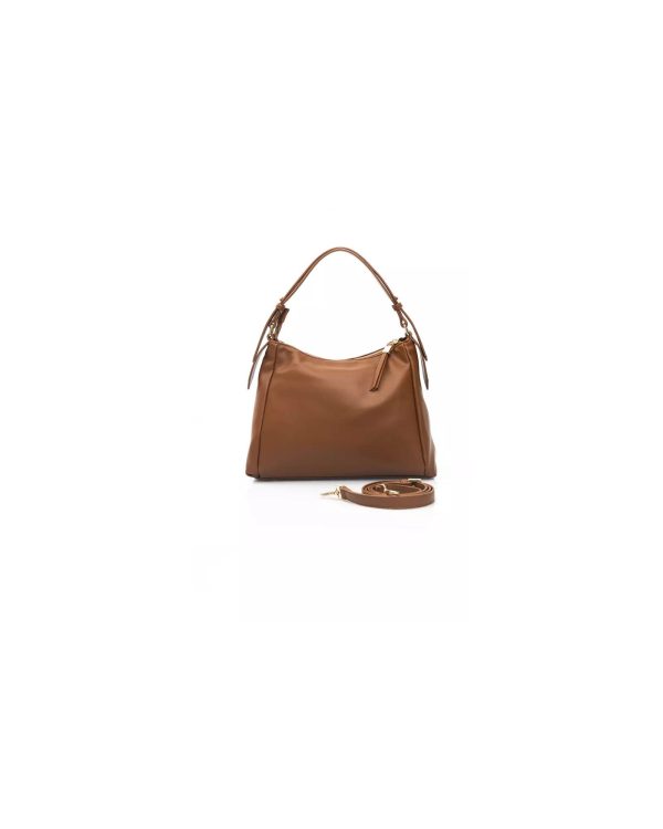 Golden Logo Shoulder Bag with Internal Compartments and Zip Closure One Size Women