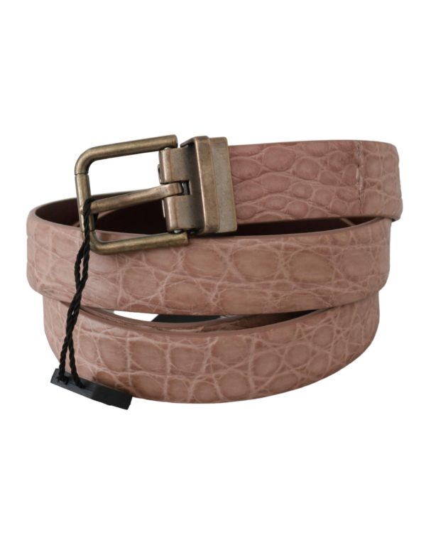 Stunning Dolce & Gabbana Exotic Skin Belt with Brushed Gold Buckle Men – 90 cm