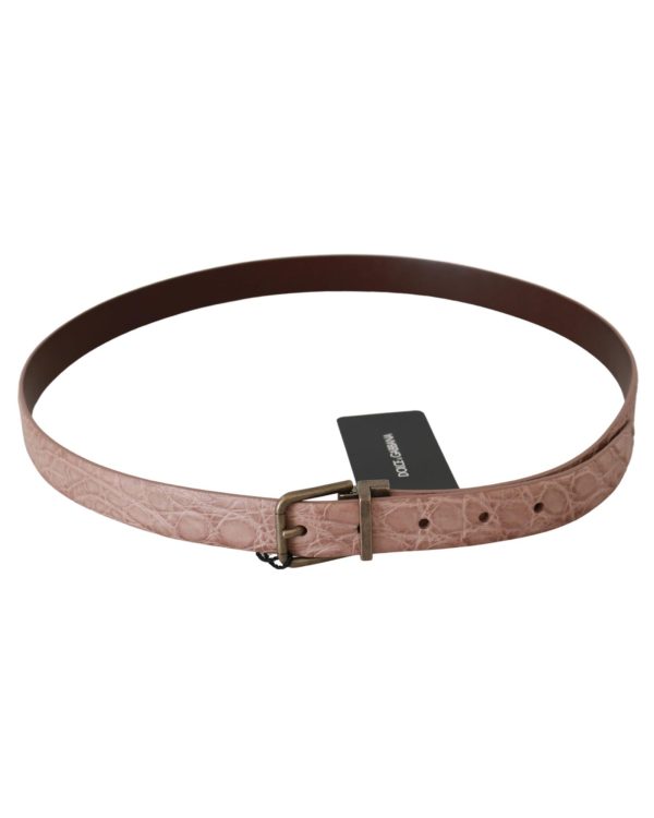 Stunning Dolce & Gabbana Exotic Skin Belt with Brushed Gold Buckle Men – 90 cm