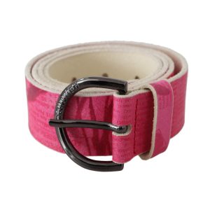 100% Authentic GALLIANO Pink Leather Fashion Belt with Black-tone Hardware Women