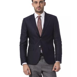 Classic Navy Blue Jacket with 2 Buttons Drop 7 Fit 50 IT Men