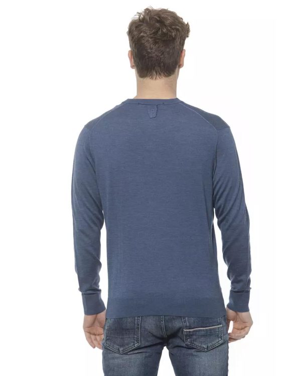 Cashmere V-neck Sweater with Embroidered Logo L Men