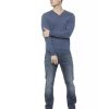 Cashmere V-neck Sweater with Embroidered Logo L Men