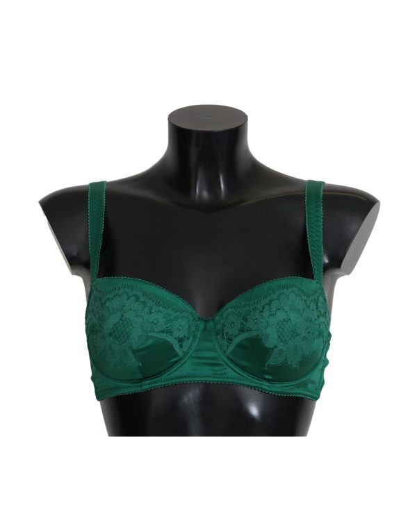 Green Floral Lace Silk Stretch Balconcino Bra by Dolce & Gabbana – 3 IT