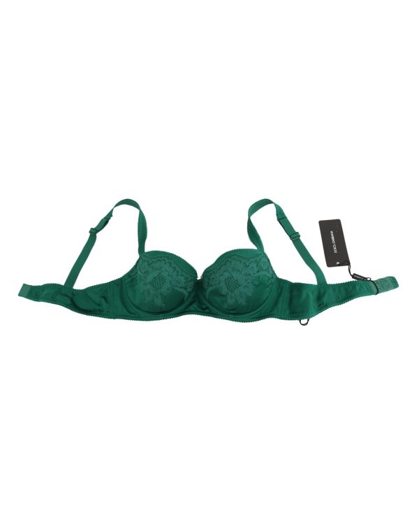 Green Floral Lace Silk Stretch Balconcino Bra by Dolce & Gabbana – 3 IT